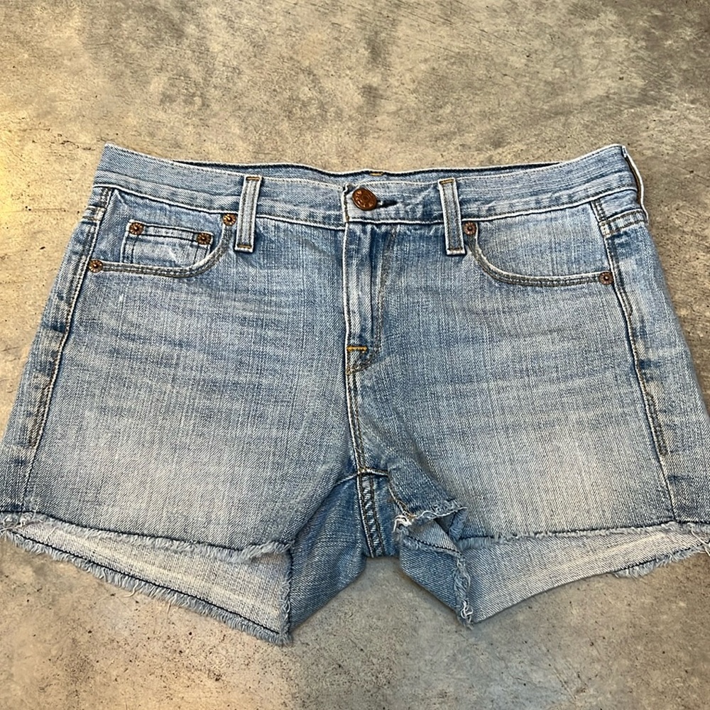 J Crew medium rise denim shorts
